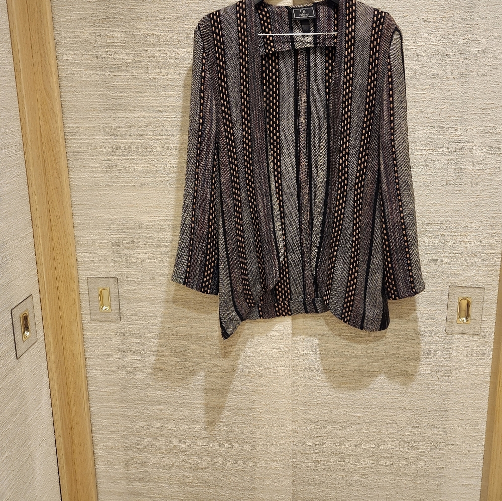 Grey woven jacket by Cynthia Krause Weavers. Size S/M